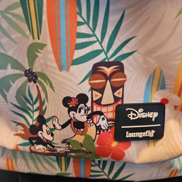 Loungefly Disney Mickey Tropical Nylon‎ Backpack Surfboards Tiki HTF RARE
